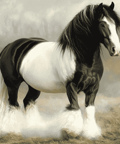 Black Clydesdale Horse Diamond Painting