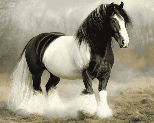 Black Clydesdale Horse Diamond Painting