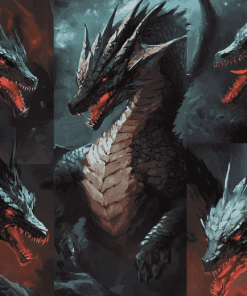 Black Dragon Fantasy Diamond Painting