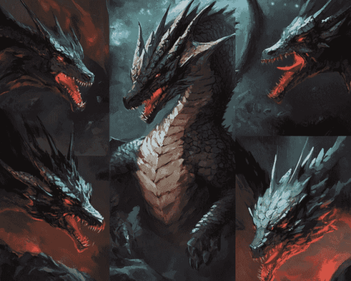 Black Dragon Fantasy Diamond Painting