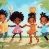 Black Kids Animation Diamond Painting