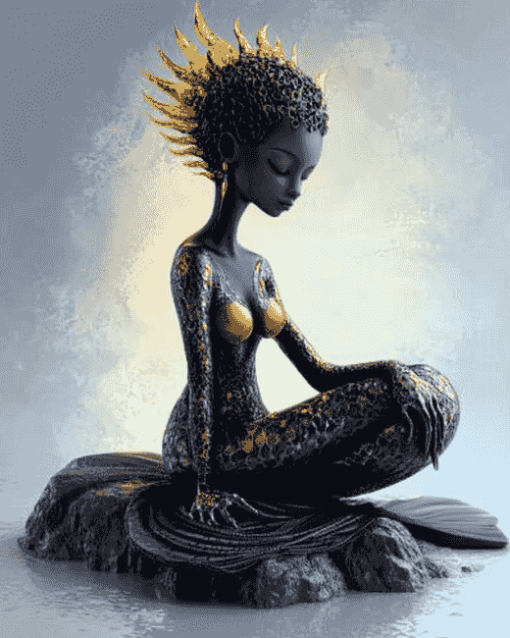 Black Mermaid Fantasy Diamond Painting