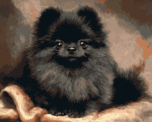 Black Pomeranian Puppy Diamond Painting