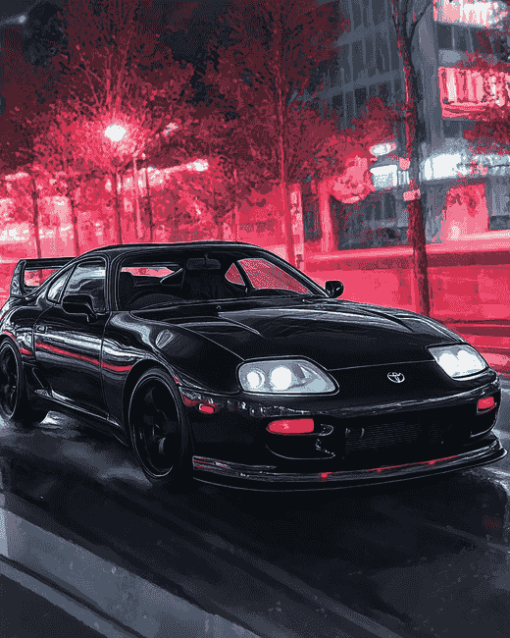 Black Toyota Supra JDM Cars Diamond Painting