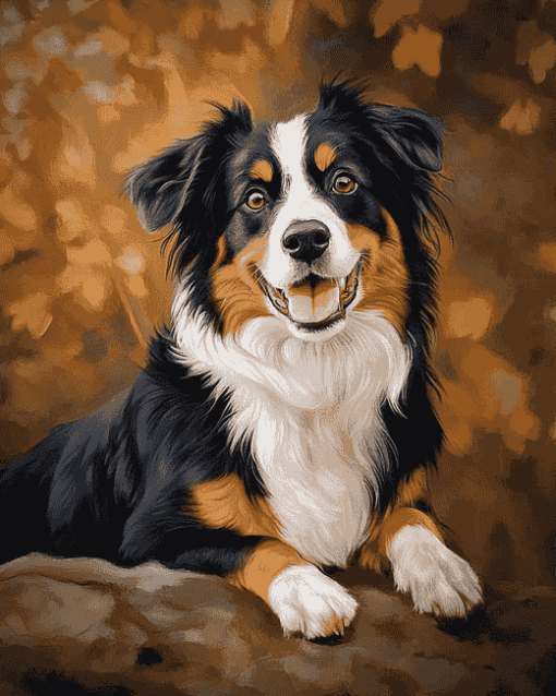 Black Tri Shepherd Dog Diamond Painting