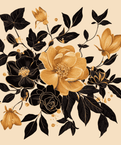 Black and Gold Floral Diamond Painting