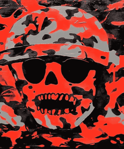 Black and Red Camo Masterpiece Diamond Painting