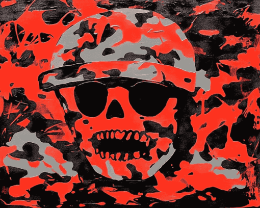 Black and Red Camo Masterpiece Diamond Painting