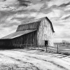 Black and White Barn Landscape Diamond Painting