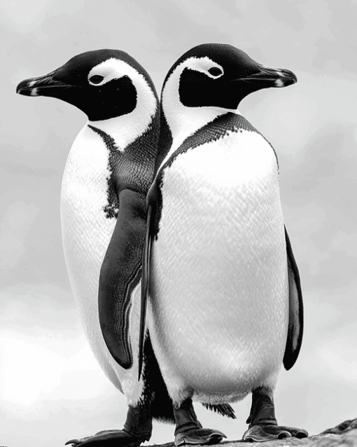 Black and White Penguin Diamond Painting