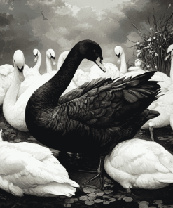 Black and White Swans Diamond Painting