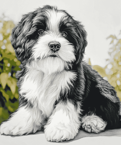 Black and White Tibetan Terrier Diamond Painting