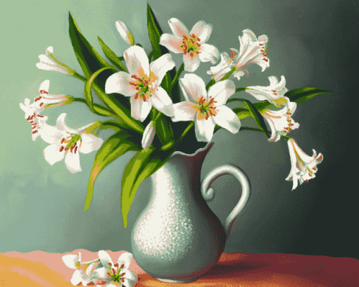 Blossoming Lilies in Jug Diamond Painting