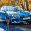 Blue Audi A4 Engines Diamond Painting