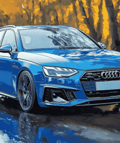 Blue Audi A4 Engines Diamond Painting