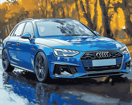 Blue Audi A4 Engines Diamond Painting