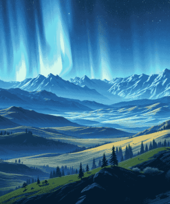 Blue Aurora Landscape Diamond Painting