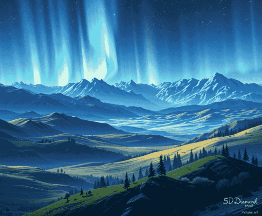 Blue Aurora Landscape Diamond Painting