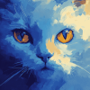 Blue Cat Abstract Diamond Painting