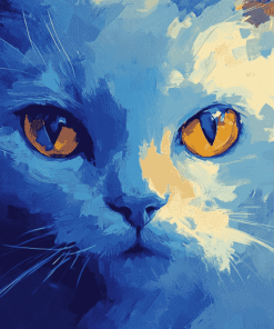 Blue Cat Abstract Diamond Painting