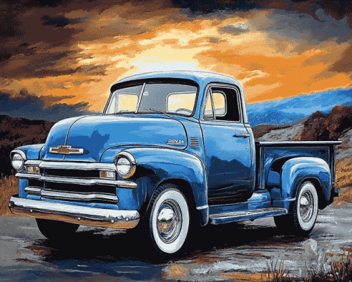 Blue Chevrolet Trucks Diamond Painting