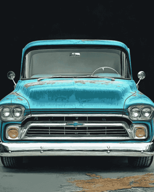 Blue Chevy Apache Enthusiast Diamond Painting