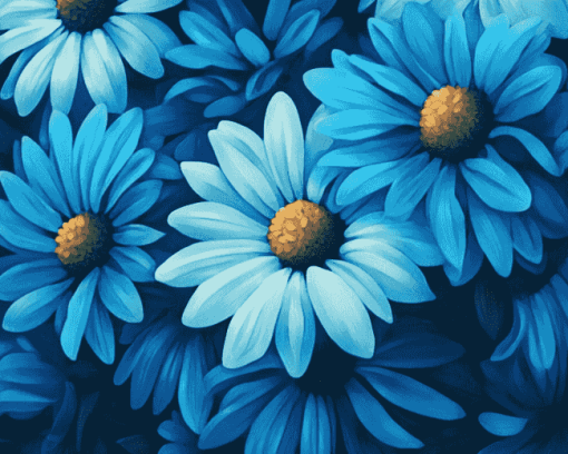 Blue Daisies Flower Diamond Painting