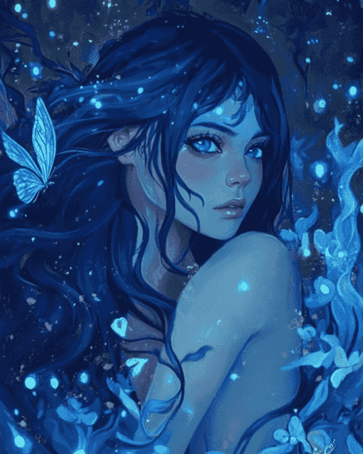 Blue Fantasy Girl Diamond Painting