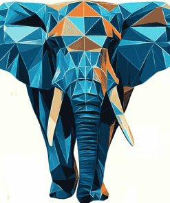 Blue Geometric Elephant Diamond Painting