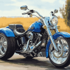 Blue Harley Davidson Three Wheeler Diamond Painting