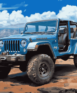 Blue Jeep Adventure Diamond Painting