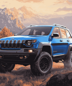 Blue Jeep Cherokee Adventure Diamond Painting