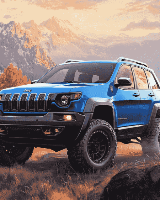 Blue Jeep Cherokee Adventure Diamond Painting