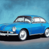 Blue Karmann Ghia Car Diamond Painting