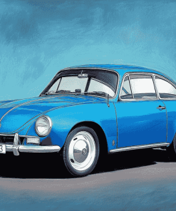 Blue Karmann Ghia Car Diamond Painting