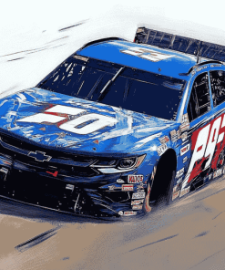 Blue Kyle Larson Racing Car Diamond Painting