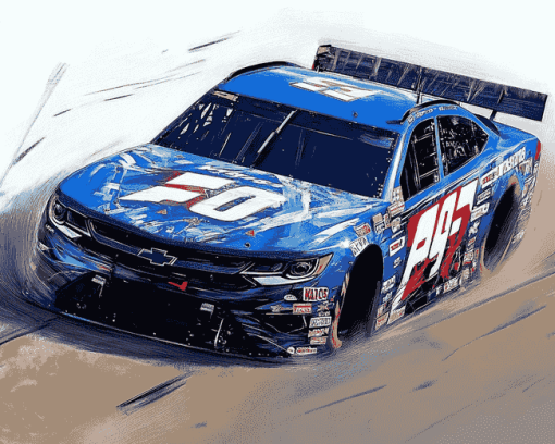 Blue Kyle Larson Racing Car Diamond Painting