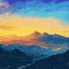 Blue Mountain Sunset Diamond Painting