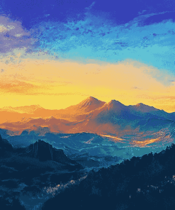 Blue Mountain Sunset Diamond Painting