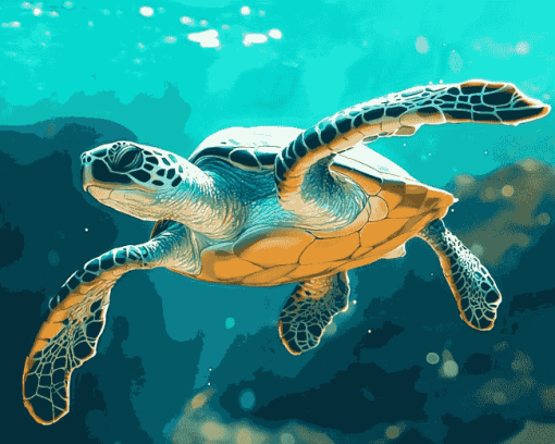 Blue Ocean Turtle Diamond Painting