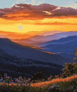 Blue Ridge Mountains Sunset Diamond Painting