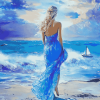 Blue Seaside Woman Diamond Painting