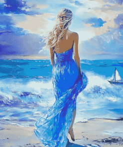 Blue Seaside Woman Diamond Painting