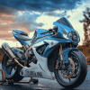 Blue Suzuki Race Motorbike Diamond Painting