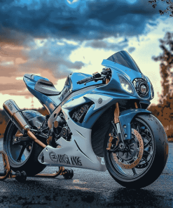 Blue Suzuki Race Motorbike Diamond Painting