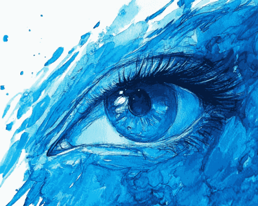 Blue Watercolor Masterpiece Diamond Painting