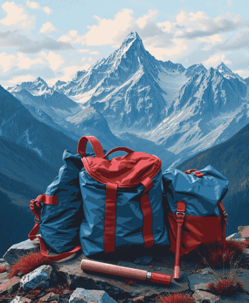 Blue and Red Mountain Bags Diamond Painting