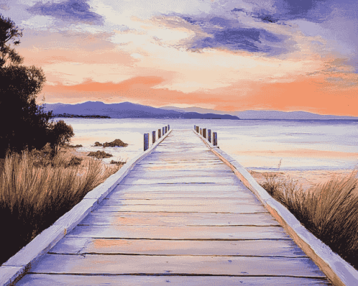 Boardwalk Sunset Over Tasmania Diamond Painting