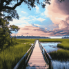 Boardwalk Through Scenic Marshlands Diamond Painting