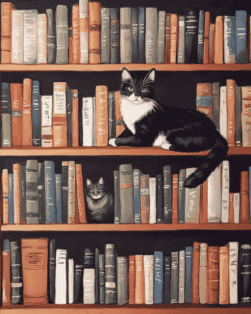 Bookshelf Cat Diamond Painting